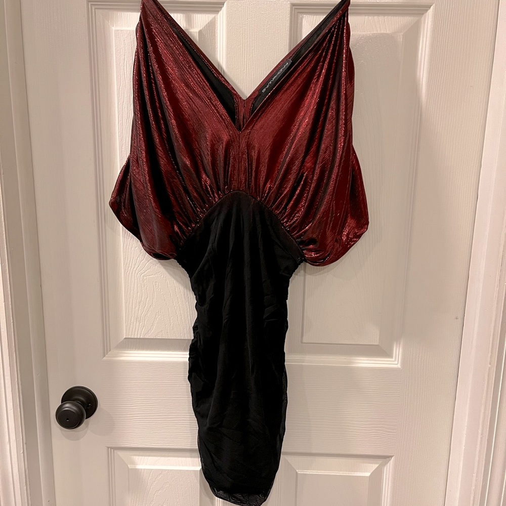 Red and black cocktail/ wedding guest dress
